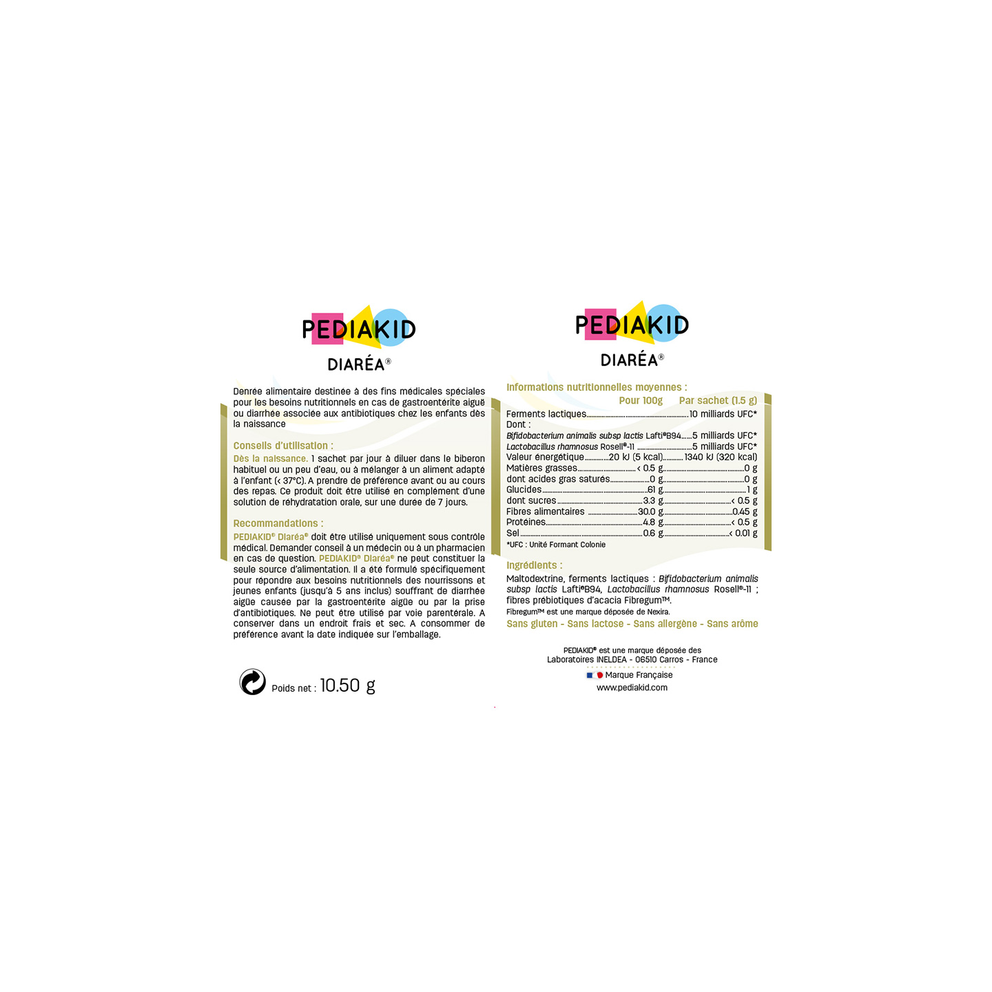 DIAREA® - PEDIAKID - Confezione da 7 bustine di polvere da diluire