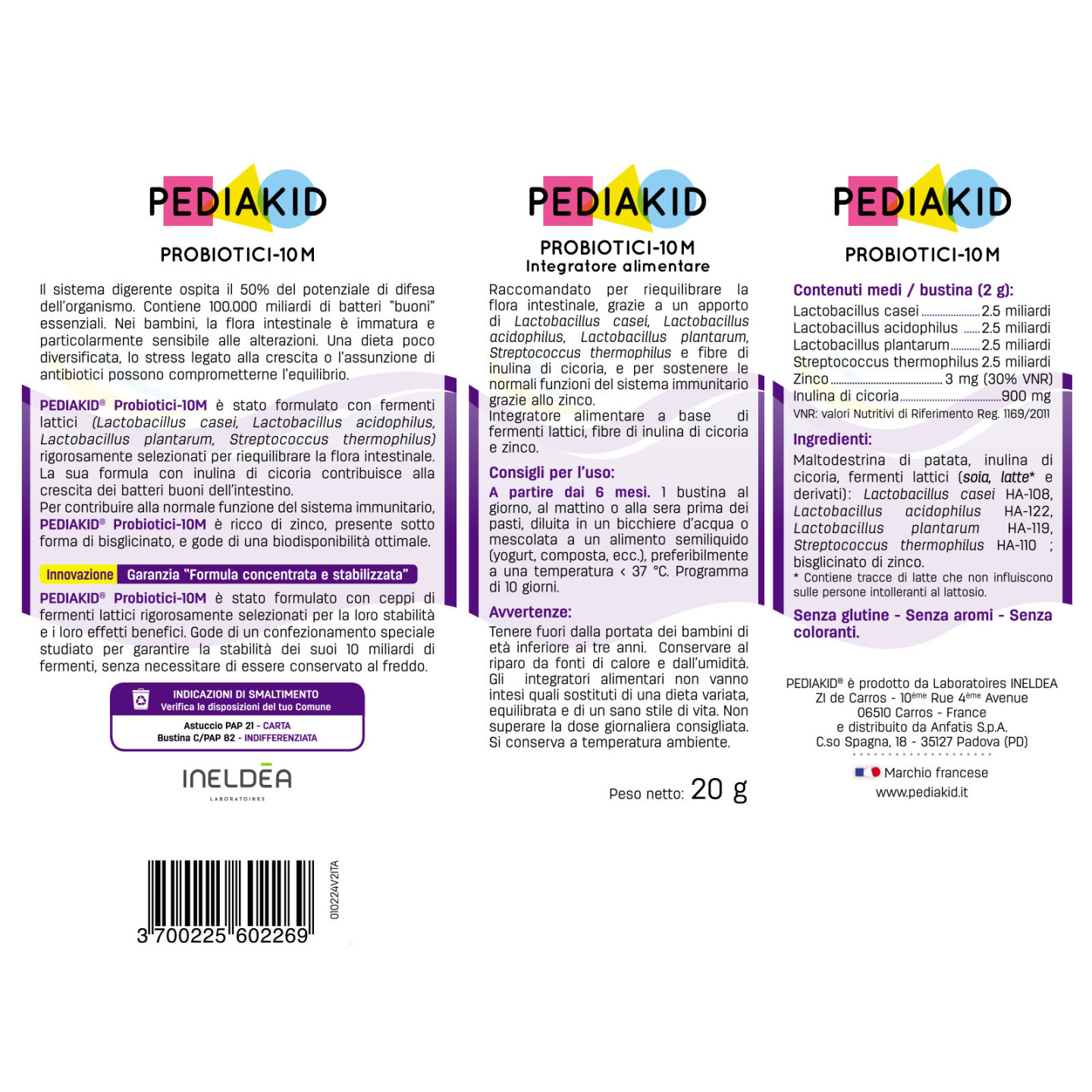 Probiotici-10M - PEDIAKID - 10 bustine di polvere da diluire
