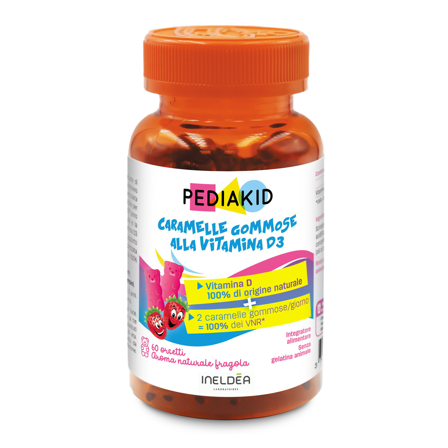 Caramelle Gommose alla Vitamina D3 - PEDIAKID - Pillbox da 60 orsetti