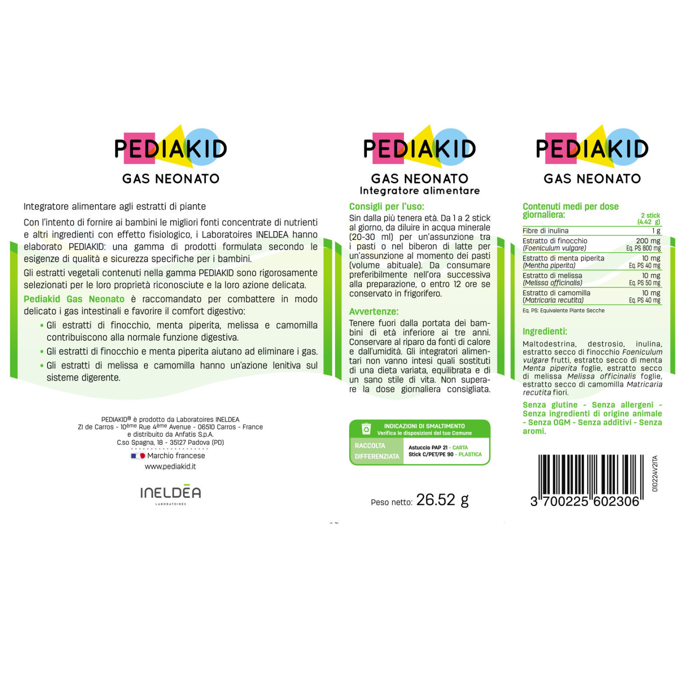 Gas Neonato - PEDIAKID - Confezione da 12 stick
