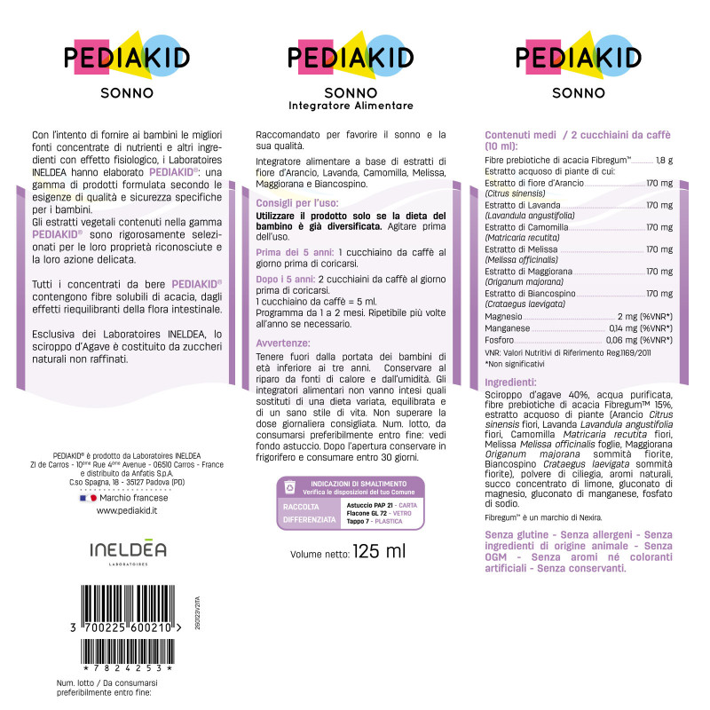 Sonno - PEDIAKID - Flacone da 125 o 250 ml Sonno - PEDIAKID - Flacone da 125 o 250 ml